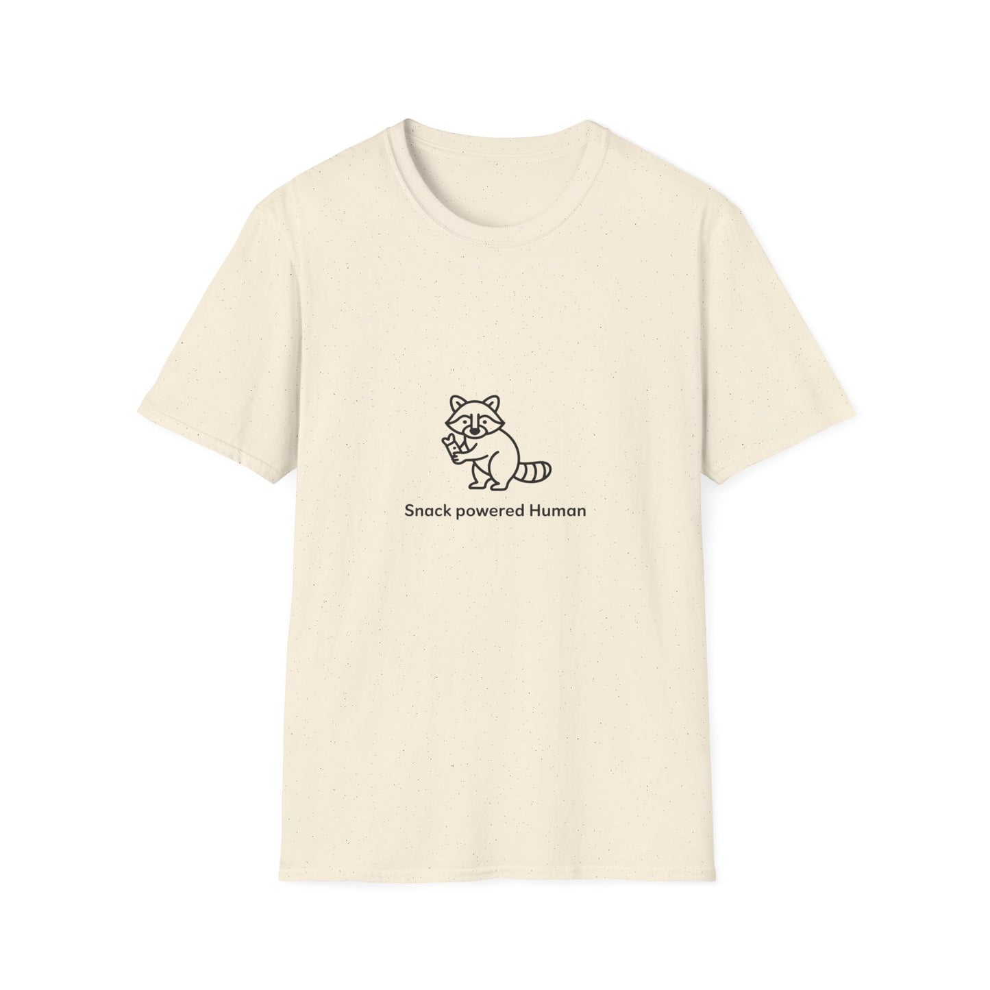 Snack Powered Human Raccoon T-Shirt | Funny Foodie Animal Lover Tee | Cute & Comfy Graphic Tee for Snack Enthusiasts