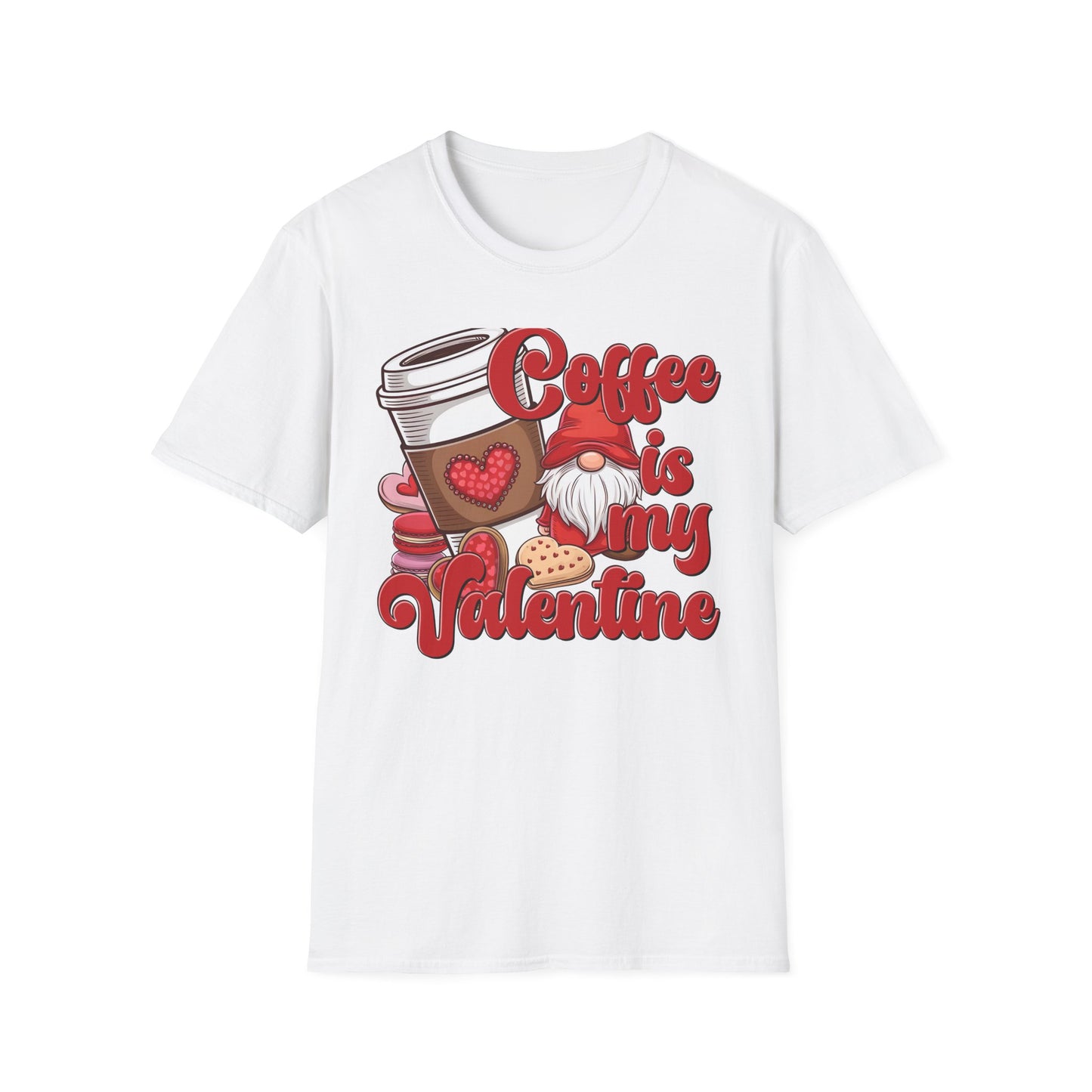 Coffee Is My Valentine Gnome T-Shirt | Charming Heart Coffee Lover Tee | Funny Anti-Valentine's Day Gift for Singles & Sweet Tooths