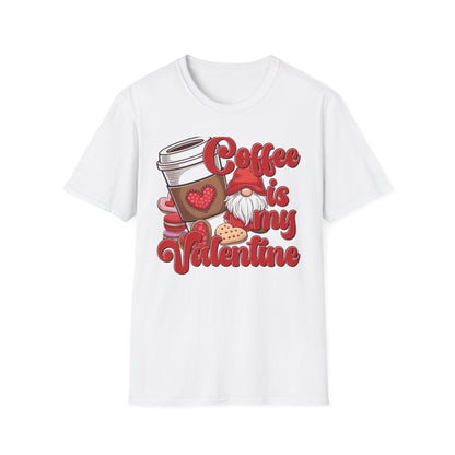 Coffee Is My Valentine Gnome T-Shirt | Charming Heart Coffee Lover Tee | Funny Anti-Valentine's Day Gift for Singles & Sweet Tooths