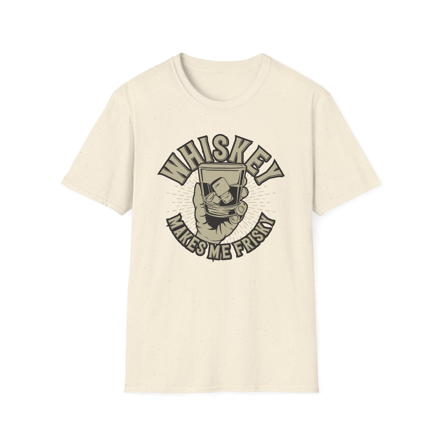 Bold 'Whiskey Makes Me Frisky' T-Shirt - Funny Drinking Tee for Whiskey Lovers | Perfect Bar & Party Humor Gift