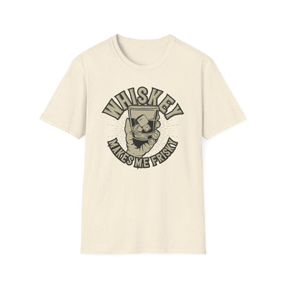 Bold 'Whiskey Makes Me Frisky' T-Shirt - Funny Drinking Tee for Whiskey Lovers | Perfect Bar & Party Humor Gift