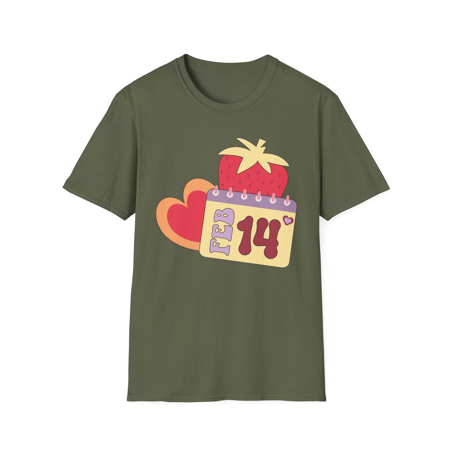 Sweet Valentine's Day T-Shirt: Adorable Feb 14th Strawberry Calendar Design - Perfect Love Gift Tee