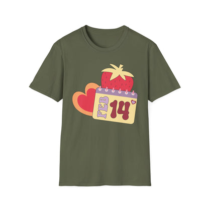 Sweet Valentine's Day T-Shirt: Adorable Feb 14th Strawberry Calendar Design - Perfect Love Gift Tee
