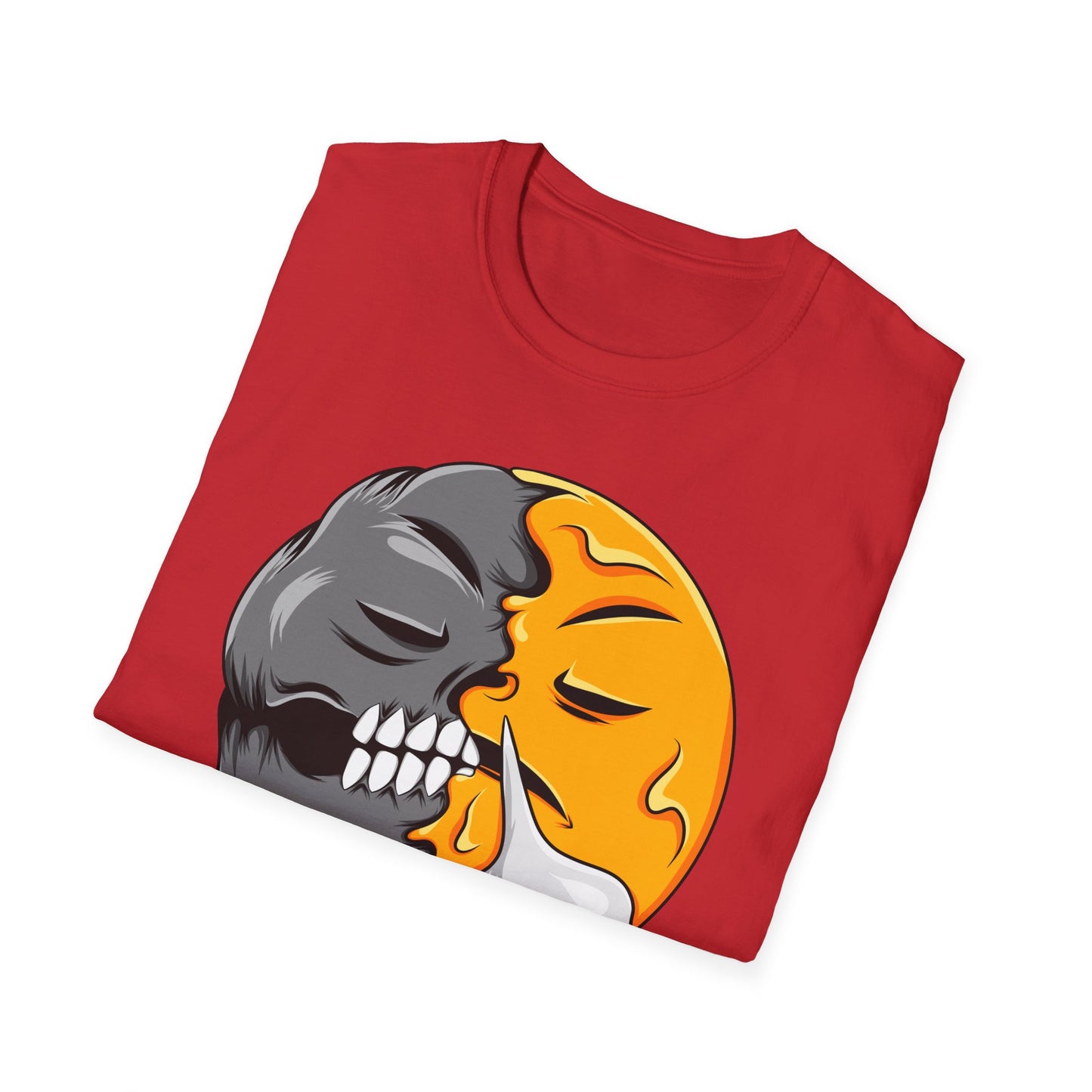 Vibrant Sleepy Skull Moon T-Shirt | Edgy Celestial Vapor Graphic Tee - Unique Streetwear Art