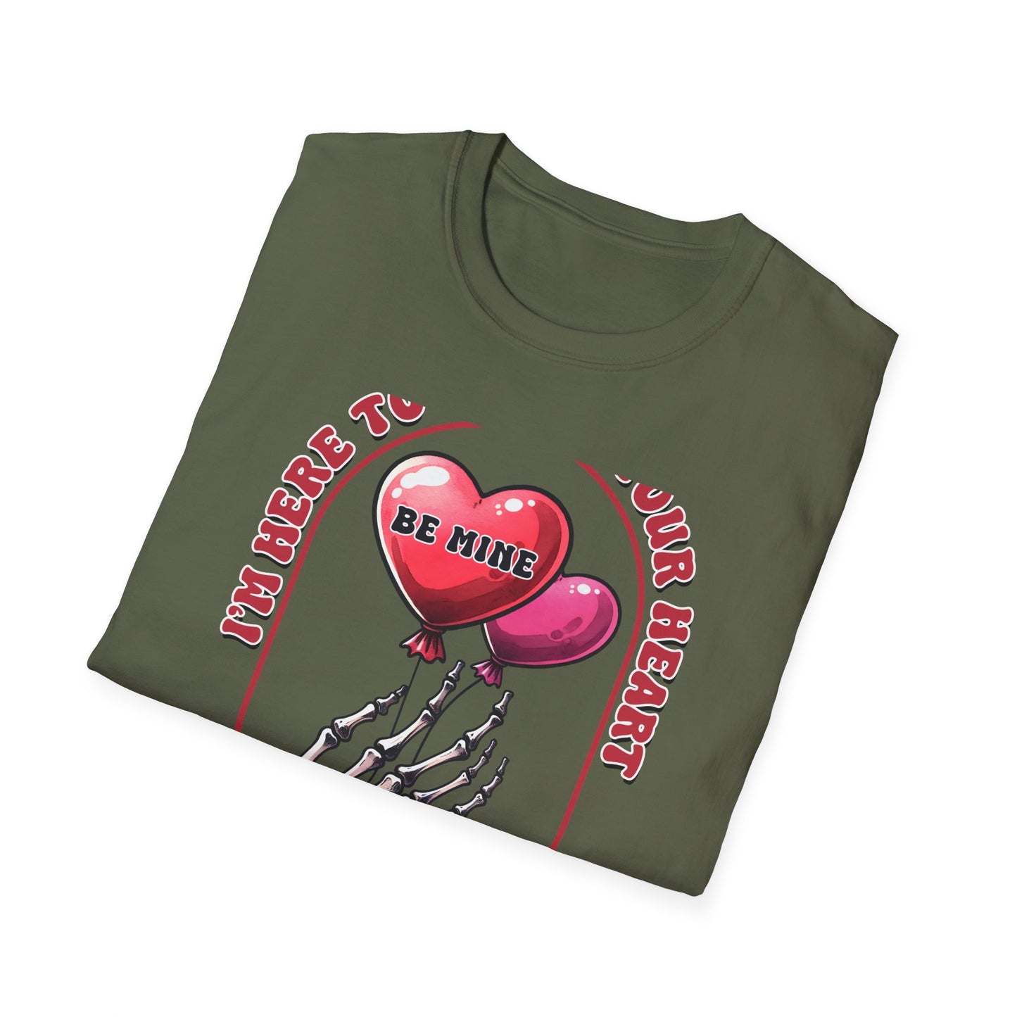 Edgy 'Steal Your Heart' T-Shirt | Skeleton Hand & Heart Balloons | Unique Valentine's Day Love Tee for Couples