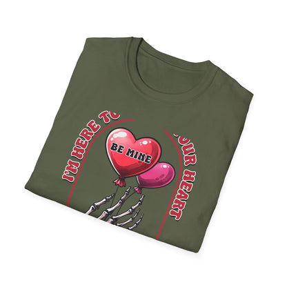 Edgy 'Steal Your Heart' T-Shirt | Skeleton Hand & Heart Balloons | Unique Valentine's Day Love Tee for Couples