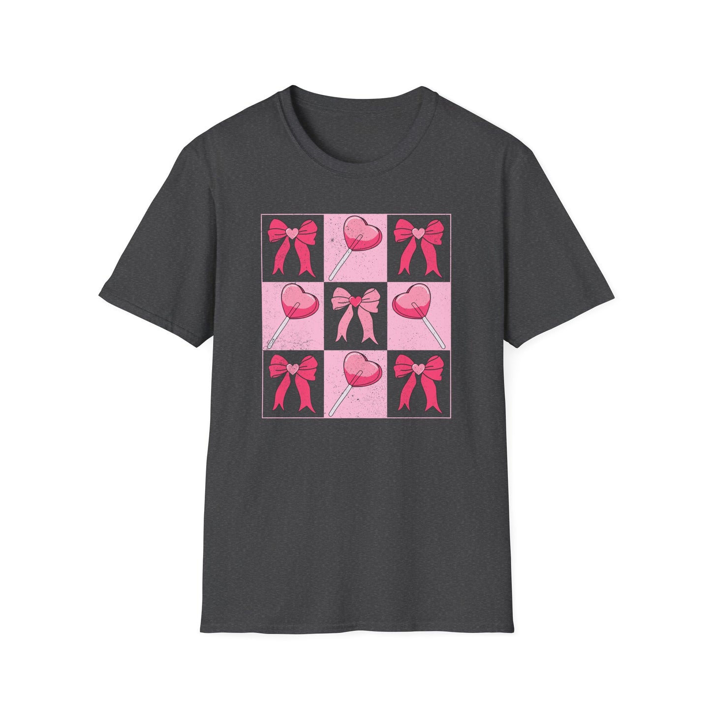 Distressed Pink Bows & Heart Lollipops T-Shirt | Sweet Grunge Love Core Aesthetic Tee for Women & Teens