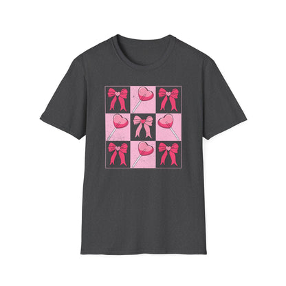 Distressed Pink Bows & Heart Lollipops T-Shirt | Sweet Grunge Love Core Aesthetic Tee for Women & Teens