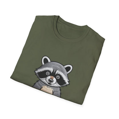 Hilarious Raccoon Snack Lover Embroidered T-Shirt | Adorable Wildlife Funny Tee | Cozy Casual Gift for Foodies