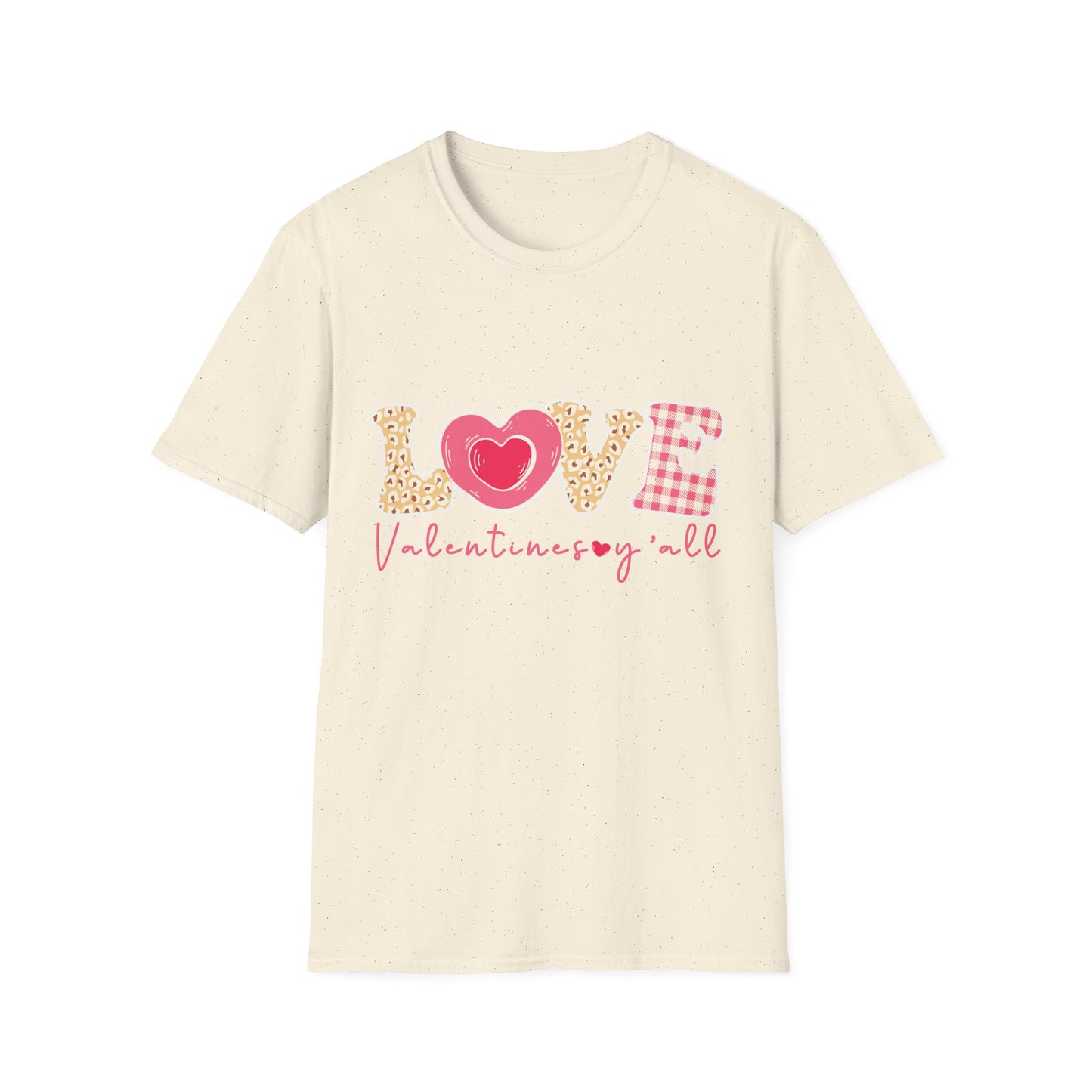 Charming Leopard & Plaid LOVE Valentines Y'all T-Shirt - Trendy Southern Sweetheart Tee for Women, Perfect Valentine's Day Gift