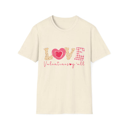 Charming Leopard & Plaid LOVE Valentines Y'all T-Shirt - Trendy Southern Sweetheart Tee for Women, Perfect Valentine's Day Gift