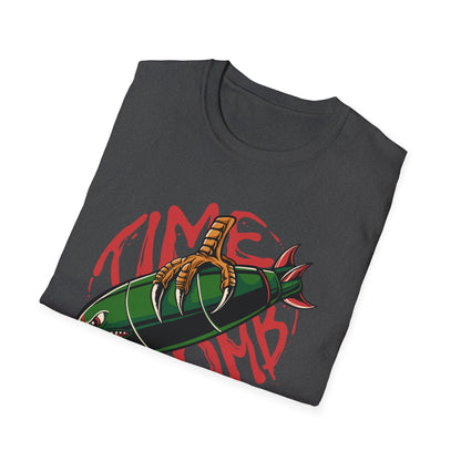 Bold Time Bomb Shark Missile T-Shirt | Edgy Tattoo Style Graphic Tee | Unleash Your Unique Statement