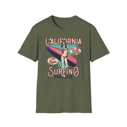 California Surfing Paradise T-Shirt | Retro San Diego Beach Babe Tee - Iconic Summer Waves & Vacation Apparel
