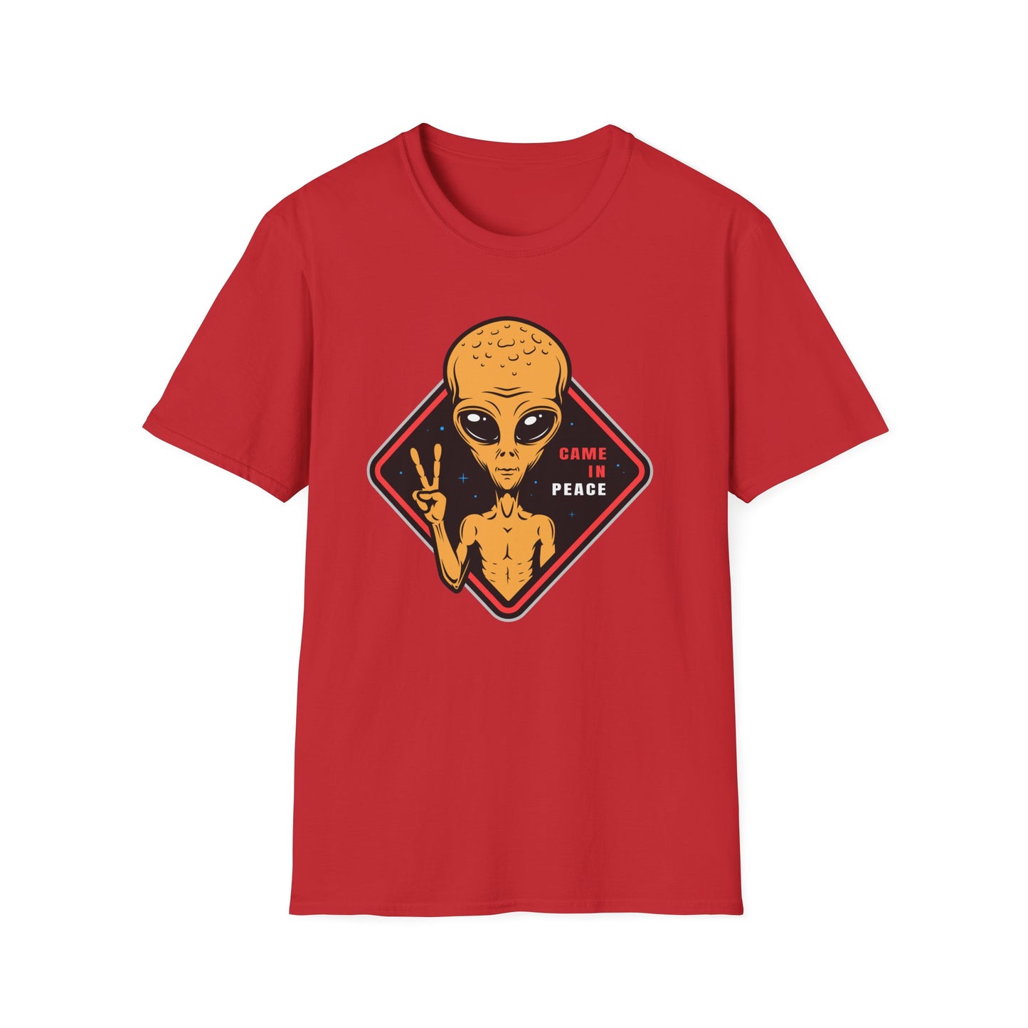 Epic Alien Came In Peace T-Shirt - Cool Sci-Fi UFO Tee with Peace Sign - Vintage Extraterrestrial Graphic Top for Fans!