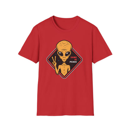 Epic Alien Came In Peace T-Shirt - Cool Sci-Fi UFO Tee with Peace Sign - Vintage Extraterrestrial Graphic Top for Fans!