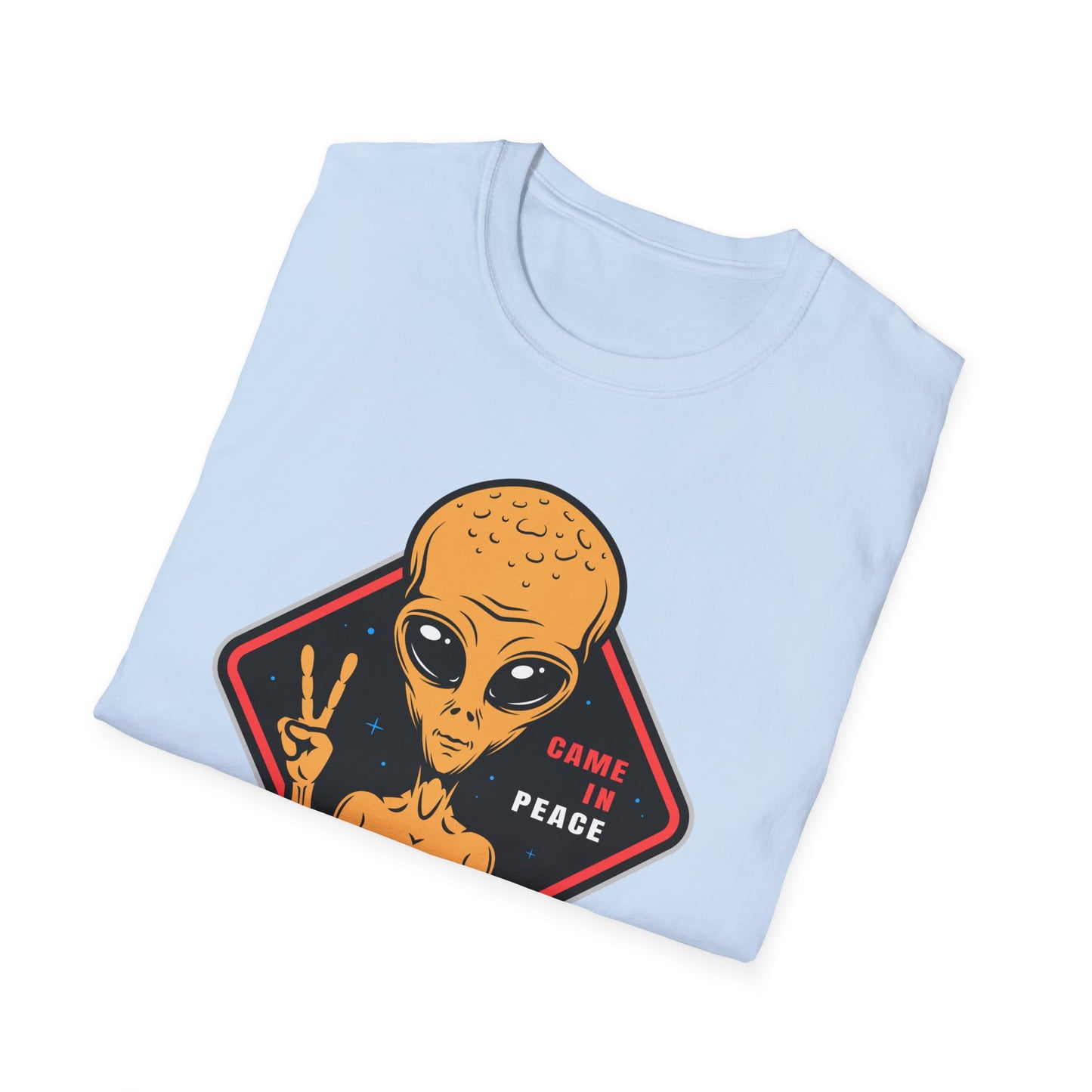 Epic Alien Came In Peace T-Shirt - Cool Sci-Fi UFO Tee with Peace Sign - Vintage Extraterrestrial Graphic Top for Fans!