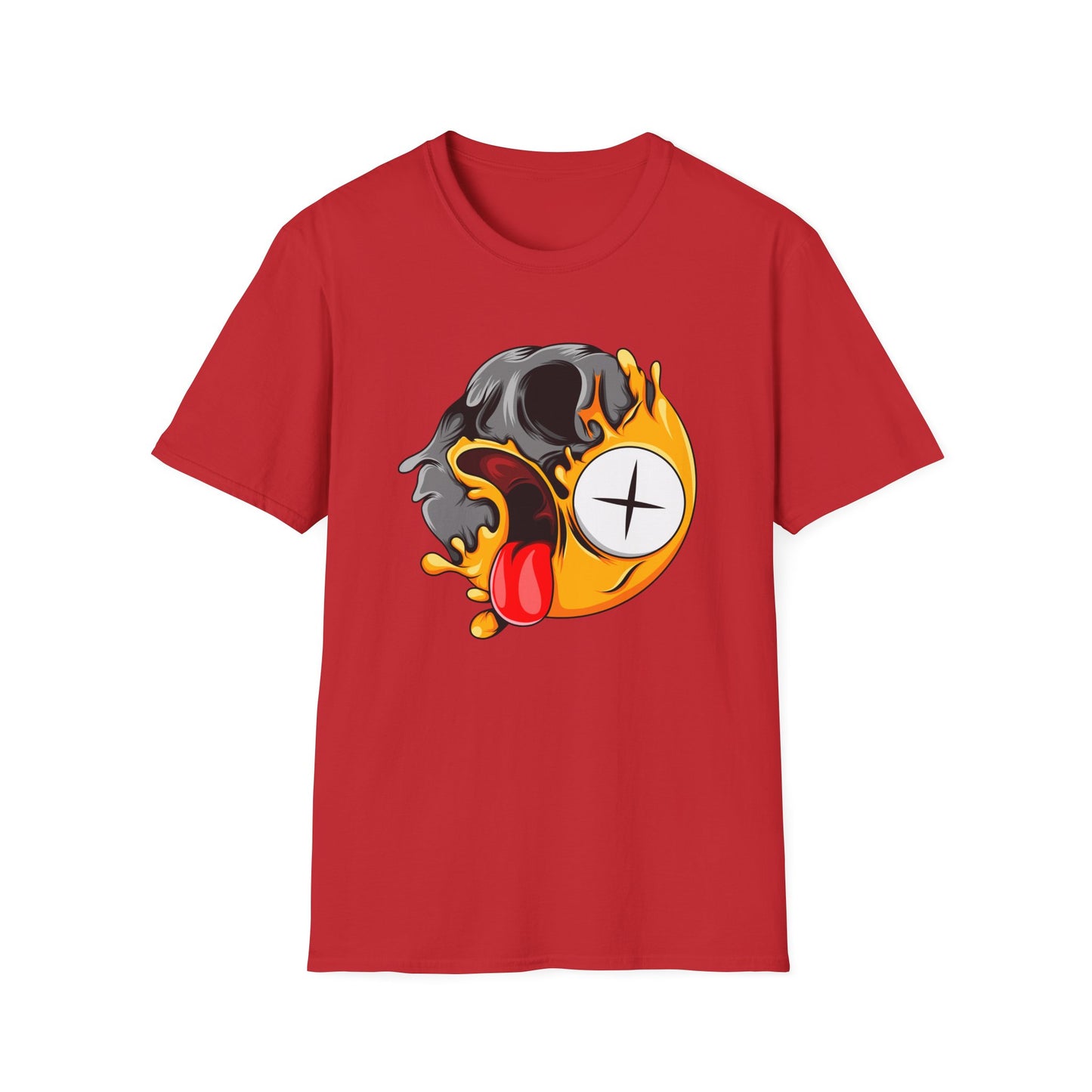 Vibrant Melting Skull Zombie Emoji T-Shirt | Edgy Streetwear Monster Tee | Unique Graphic Art Statement Apparel