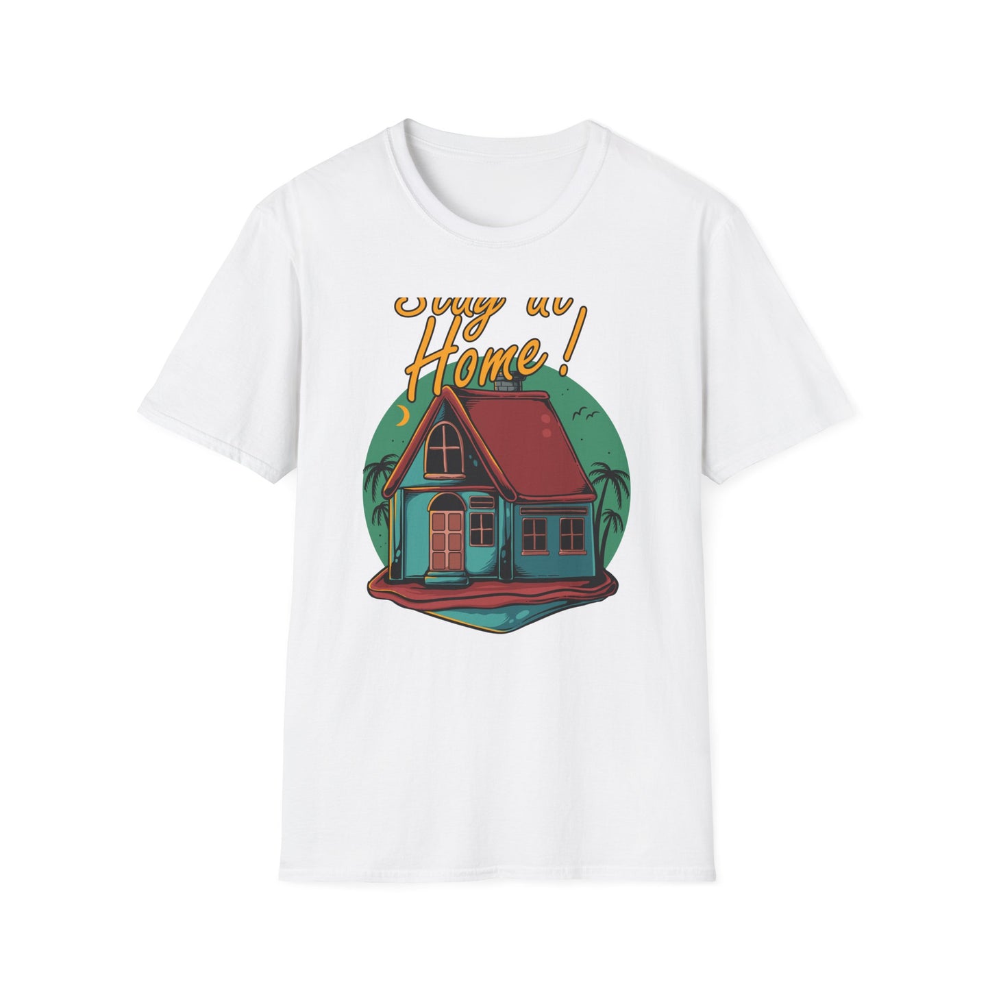 Cozy Stay at Home T-Shirt for Homebodies | Charming House & Palm Tree Design Tee | Ultimate Comfort Wear