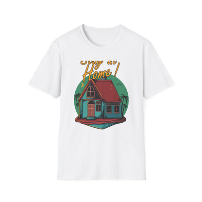 Cozy Stay at Home T-Shirt for Homebodies | Charming House & Palm Tree Design Tee | Ultimate Comfort Wear