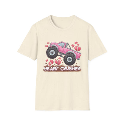 Epic Heart Crusher Monster Truck T-Shirt | Anti-Valentine's Day Breakup Tee | Sarcastic Love Humor Top