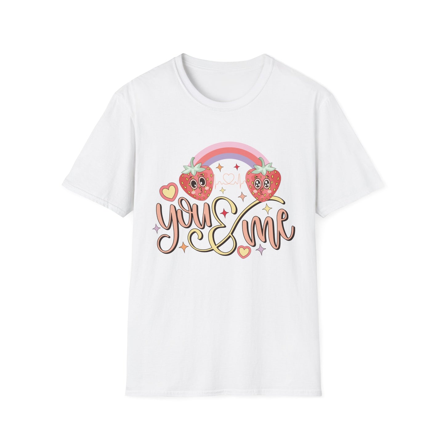 Adorable You & Me Strawberry Couple T-Shirt - Sweet Kawaii Love Design, Perfect Romantic Valentine's Day Gift