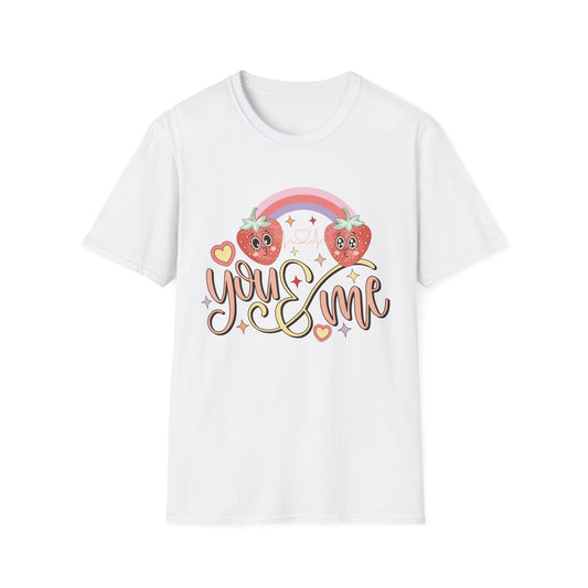Adorable You & Me Strawberry Couple T-Shirt - Sweet Kawaii Love Design, Perfect Romantic Valentine's Day Gift