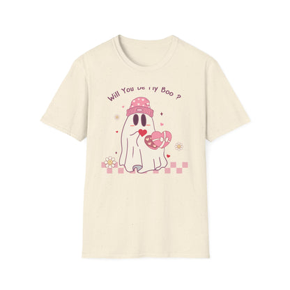 Adorable 'Will You Be My Boo' Ghost T-Shirt - Sweet Valentine's Day Proposal Tee - Cute Romantic Gift Apparel