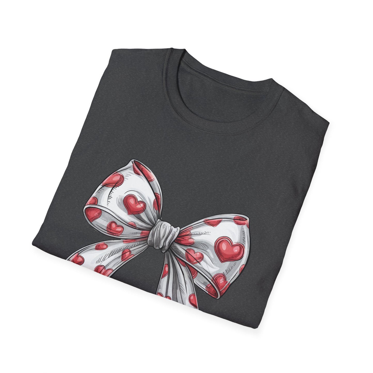 Charming Red Heart Bow T-Shirt - Sweet Valentine's Day & Love Graphic Tee for Women & Girls