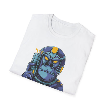 Epic Space Soldier Gorilla T-Shirt: Fierce Sci-Fi Ape Blaster Tee - Galactic Warrior Graphic for Gamers & Sci-Fi Fans