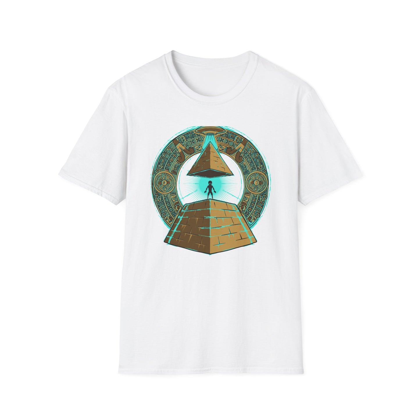 Epic Ancient Aliens T-Shirt: UFO & Pyramids with Aztec Calendar Design | Sci-Fi Mystery & Conspiracy Tee