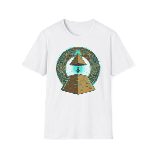 Epic Ancient Aliens T-Shirt: UFO & Pyramids with Aztec Calendar Design | Sci-Fi Mystery & Conspiracy Tee