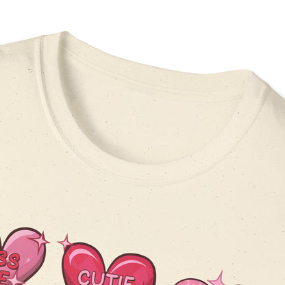 Adorable Valentine Candy Hearts T-Shirt | Sweet Love Messages Tee for Her & Him | Romantic "Kiss Me" Gift