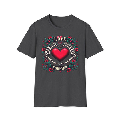 Stunning Love Forever Skeleton Hands Heart T-Shirt | Gothic Romance Till Death Do Us Part Tee | Unique Couple's Gift