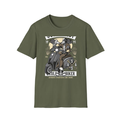 Bold Skull Scooterist T-Shirt | Vintage Biker Rider Tee for Men | Authentic Retro Old School Scooter & Crossbones Design