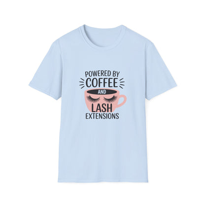 Ultimate Powered By Coffee & Lash Extensions T-Shirt | Trendy Beauty Lover & Lash Tech Gift Tee