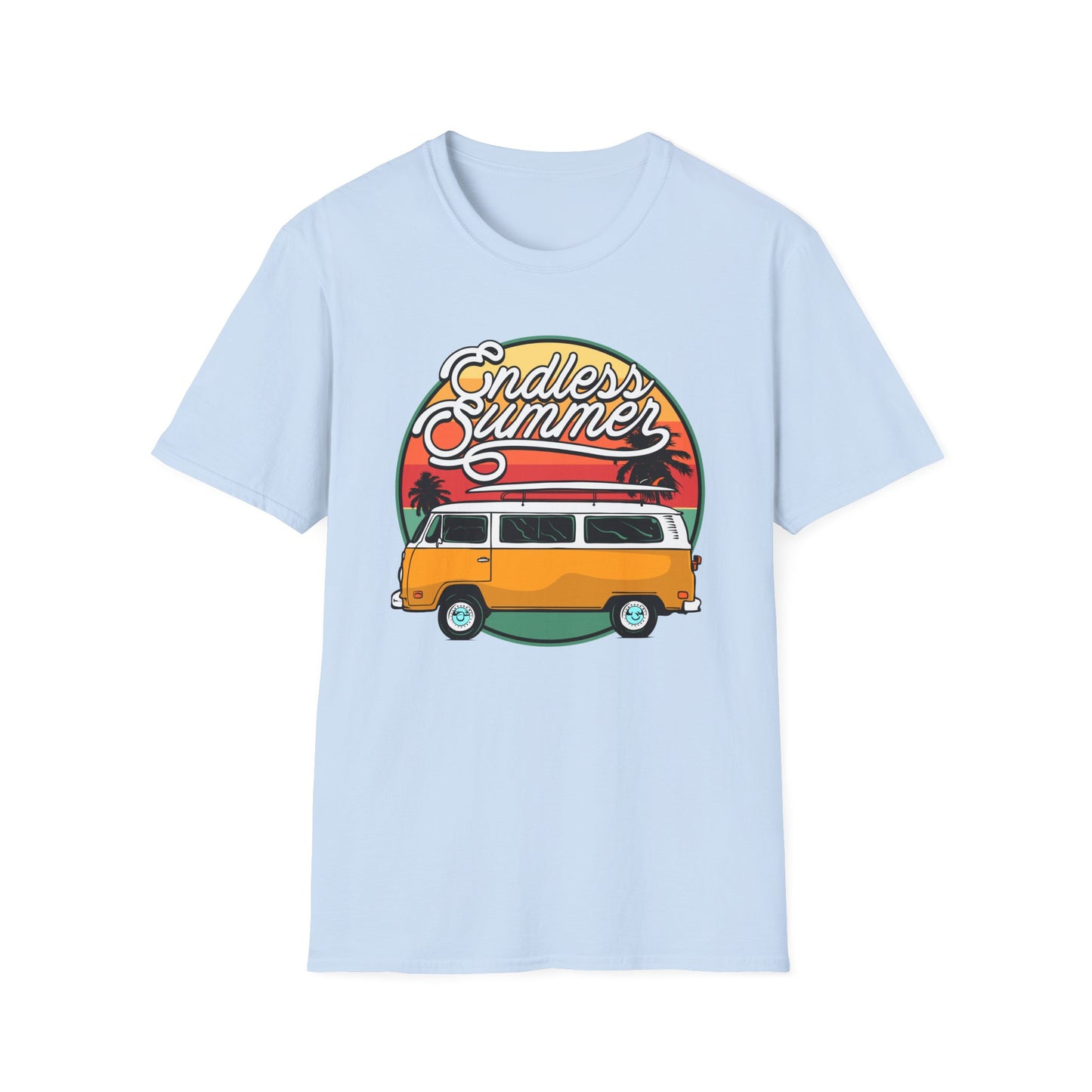 Iconic Endless Summer VW Bus T-Shirt | Vintage Surf Van & Sunset Palm Trees Tee | Perfect Beach Trip Gift