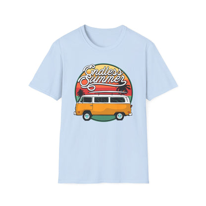 Iconic Endless Summer VW Bus T-Shirt | Vintage Surf Van & Sunset Palm Trees Tee | Perfect Beach Trip Gift