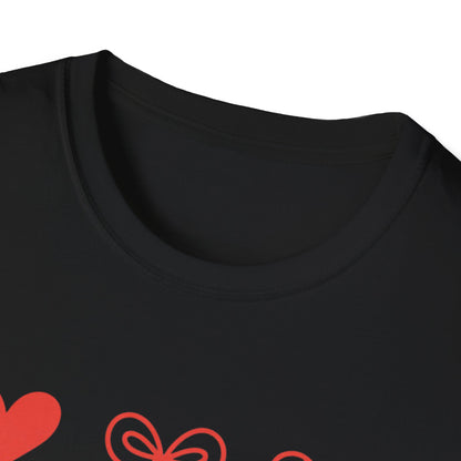 Adorable Valentine's Day Hearts & Bows T-Shirt | Sweet Romantic Love Graphic Tee for Women, Girls & Teens