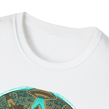 Epic Ancient Aliens T-Shirt: UFO & Pyramids with Aztec Calendar Design | Sci-Fi Mystery & Conspiracy Tee