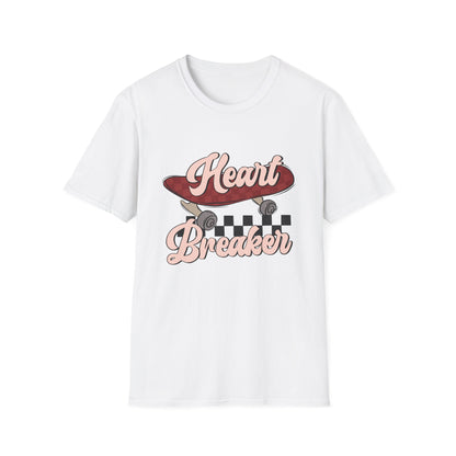 Awesome Heart Breaker Skateboard T-Shirt | Retro Vintage Skater Style Tee | Unique Grunge Graphic Top for Teens & Youth