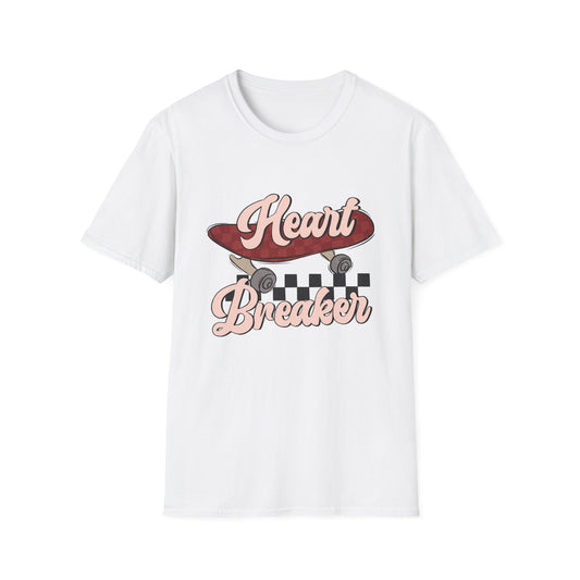 Awesome Heart Breaker Skateboard T-Shirt | Retro Vintage Skater Style Tee | Unique Grunge Graphic Top for Teens & Youth