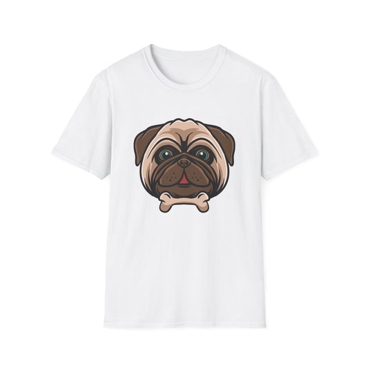 Adorable Pug Dog T-Shirt for Pet Lovers | Cute Fawn Pug with Bone | Perfect Gift for Dog Moms & Dads