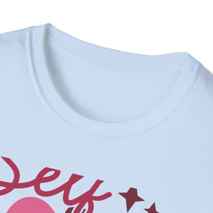Vibrant Self Love Club T-Shirt | Groovy Retro Heart Design | Empowering Positive Vibes Tee for Women