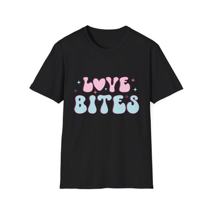 Trendy Love Bites T-Shirt | Groovy Retro Y2K Pink Blue Hearts & Stars Valentine's Day Tee | Adorable Aesthetic Top