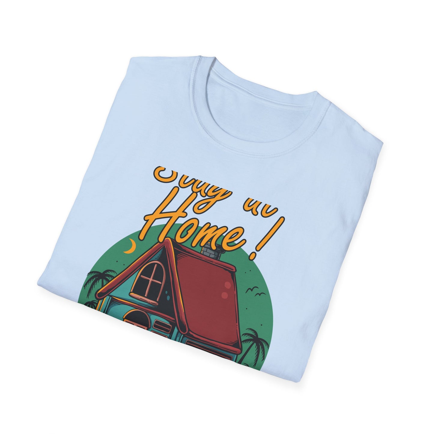 Cozy Stay at Home T-Shirt for Homebodies | Charming House & Palm Tree Design Tee | Ultimate Comfort Wear