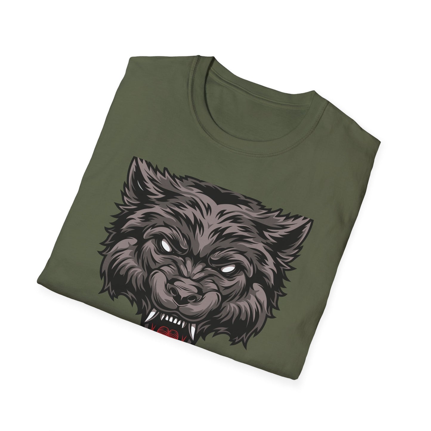 Unleash Your Inner Beast: Fierce Snarling Alpha Wolf T-Shirt - Dominant Wildlife Graphic Tee for Men