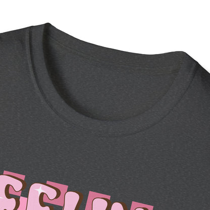 Feeling Lucky Groovy T-Shirt | Pink Heart Dice Retro Aesthetic Tee | Trendy Y2K Cute Sparkling Top for Women & Teens