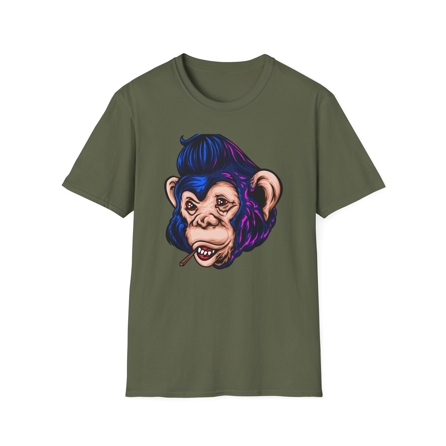 Bold Punk Chimp T-Shirt | Edgy Monkey with Attitude & Rad Pompadour Hair | Unique Streetwear Animal Art Tee