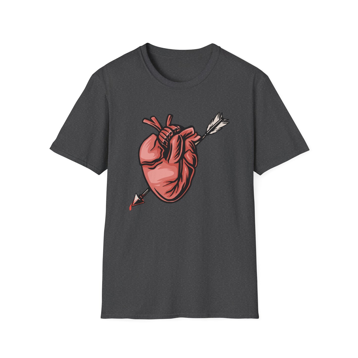 Striking Pierced Anatomical Heart T-Shirt | Edgy Love & Passion Tee | Unique Gothic Statement Graphic Shirt