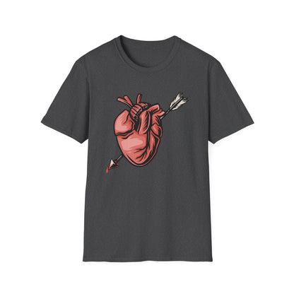 Bold Anatomical Heart & Arrow Pierced T-Shirt | Unique Love & Vulnerability Tee | Edgy Valentine Gift